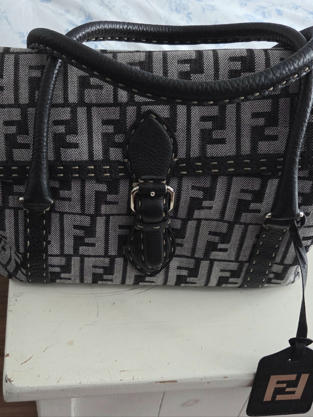 Fendi Zucca Print Black and Gray Shoulder Bag - Picture 9 of 9